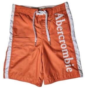 Abercrombie& Fitch Spellout Swim Trunks Board Shorts Orange White Vintage